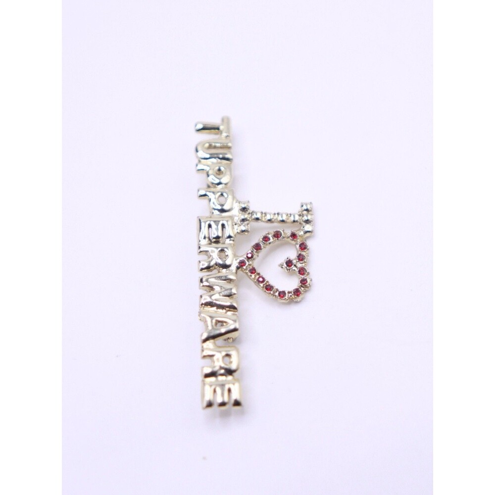 Vtg I Love Tupperware Sales Rep Brooch Pin - with Rhinestones - Picture 3 of 4